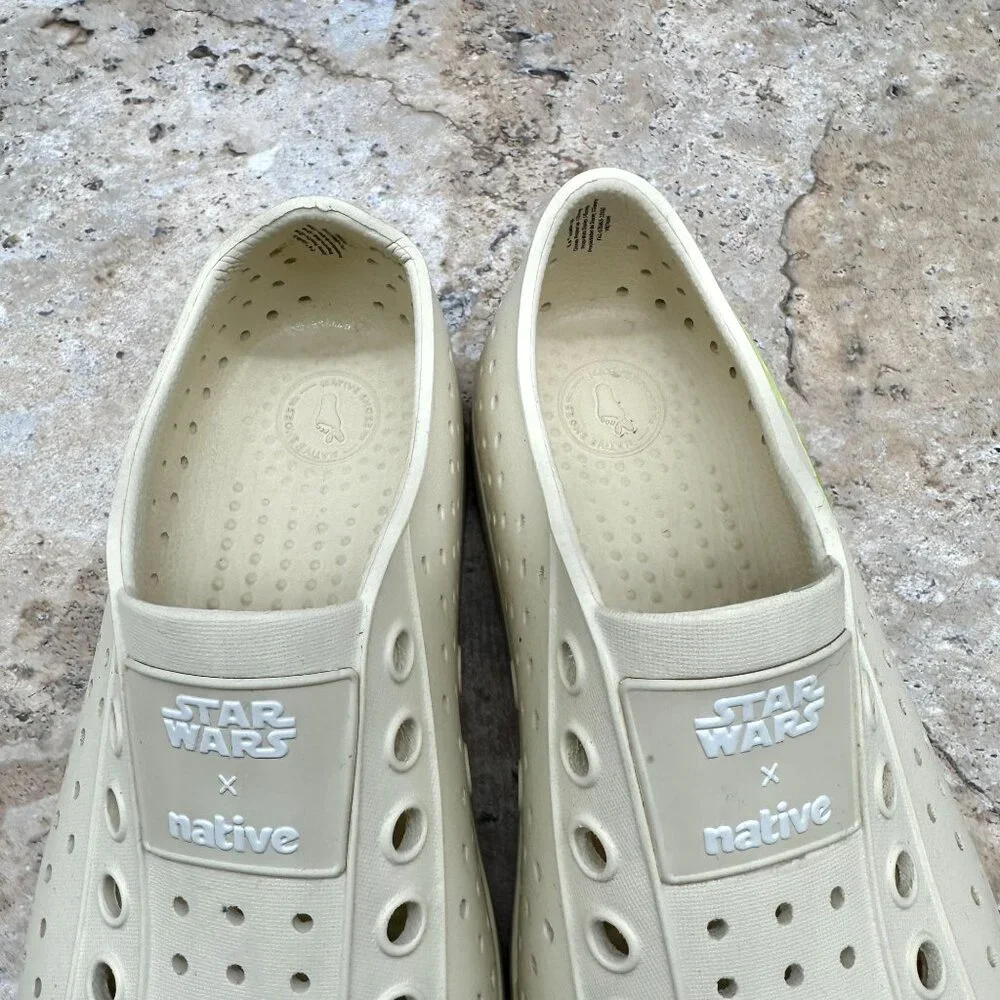 Native x Disney Star Wars Unisex Grogu Jefferson Slip On Shoes Yoda Cream M5 W7 - Picture 10 of 11